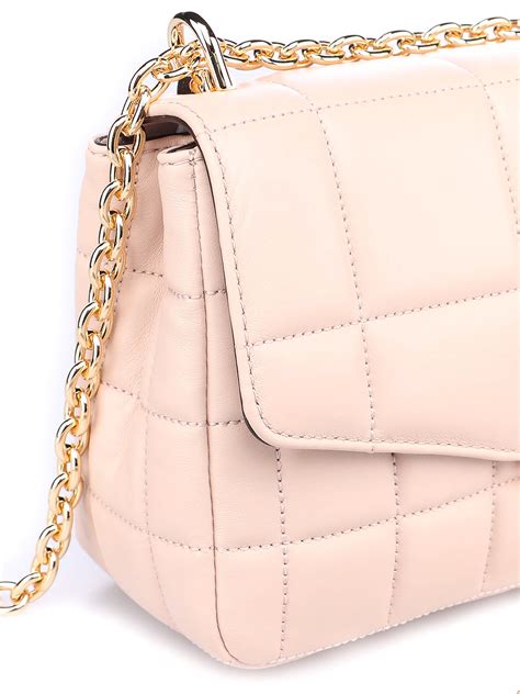 tan michael kors tote bag|Michael Kors quilted shoulder bag.